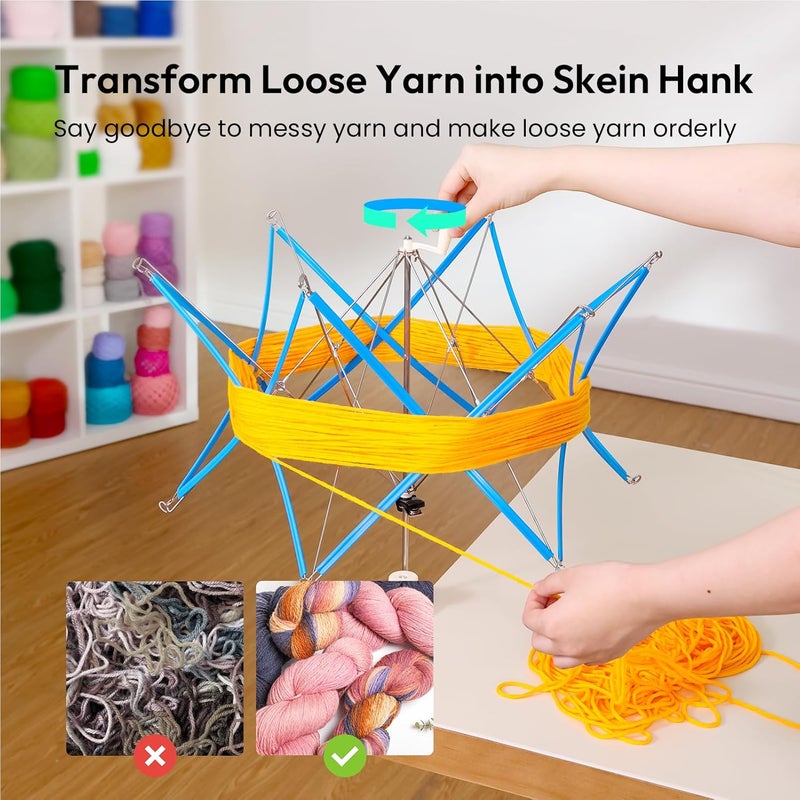 Etcokei Yarn Swift, Yarn Umbrella Swift for Crocheting, Holder for Skeins Flexible Lightweight Foldable Design, Height & Diameter Adjustable to Suit Space, Ideal Helper for Yarn Knitting Enthusiasts - Image 3